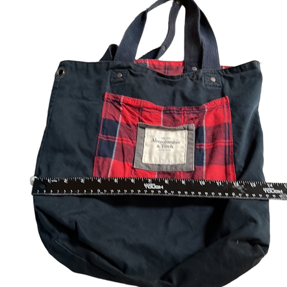 Abercrombie & Finch tote bag navy blue reverse to red check included AERIE bag?